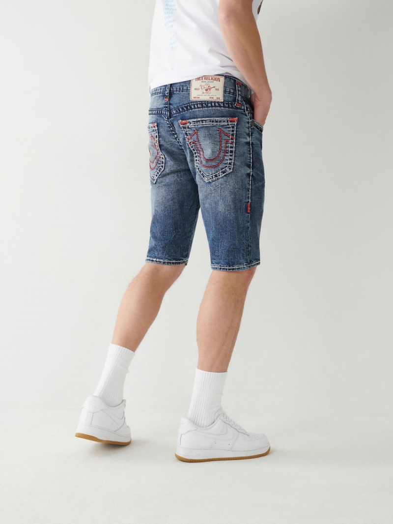 Short True Religion Ricky Super T Stitch Droit Corta Homme Bleu Marine | EAQ-64486901