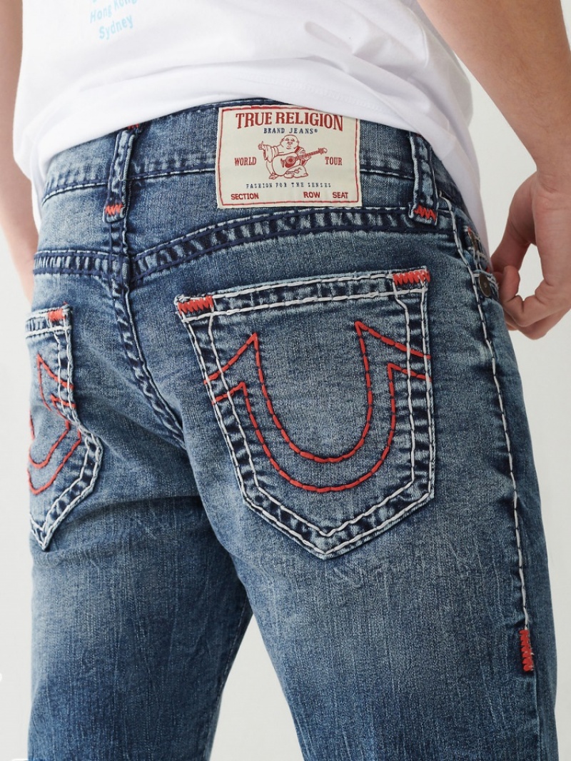 Short True Religion Ricky Super T Stitch Droit Corta Homme Bleu Marine | EAQ-64486901