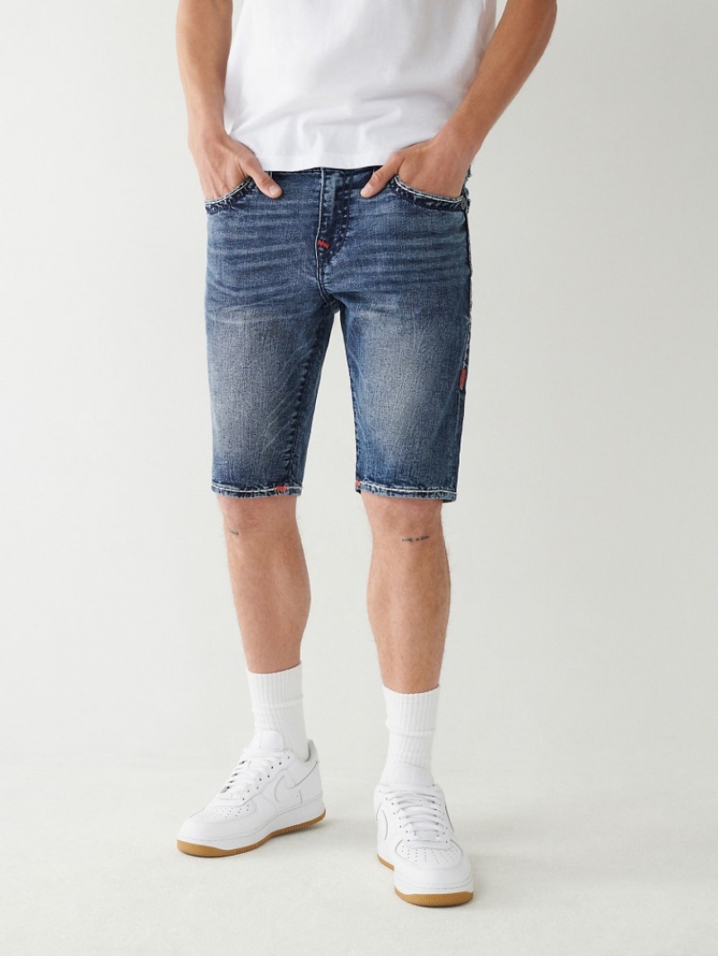 Short True Religion Ricky Super T Stitch Droit Corta Homme Bleu Marine | EAQ-64486901