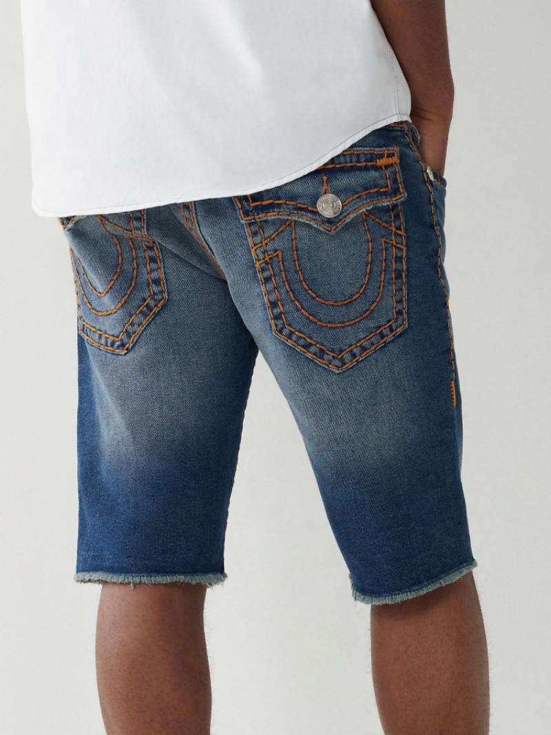 Short True Religion Ricky Super T Stitch Droit Corta Homme Bleu | WKM-20692365