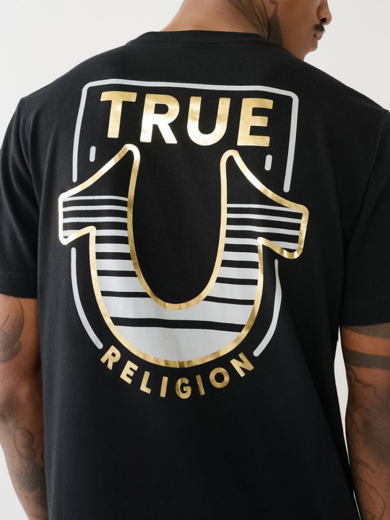 T Shirts True Religion Horseshoe Logo Crew Neck Homme Bleu | DMB-71473642