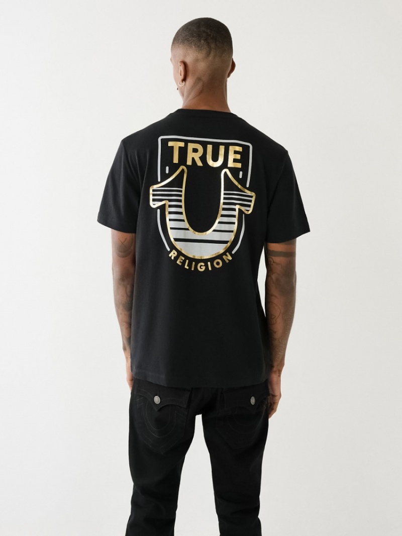 T Shirts True Religion Horseshoe Logo Crew Neck Homme Bleu | DMB-71473642