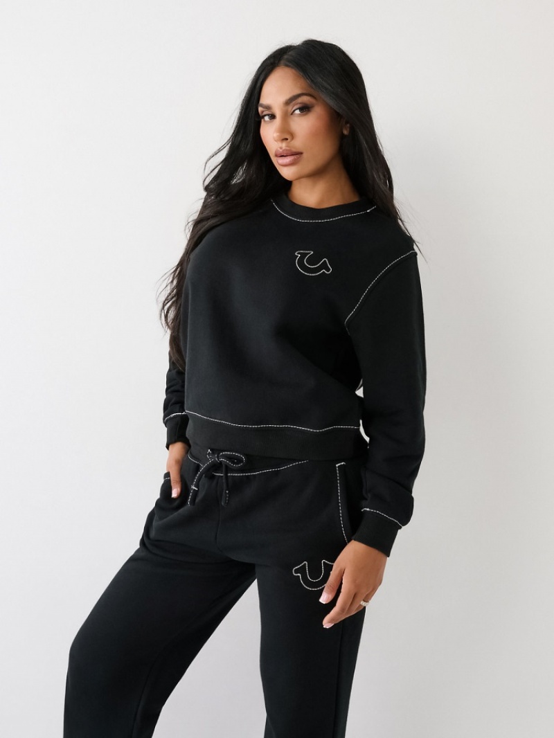 Sweatshirt True Religion Big T Buddha Femme Noir | RWI-77049652