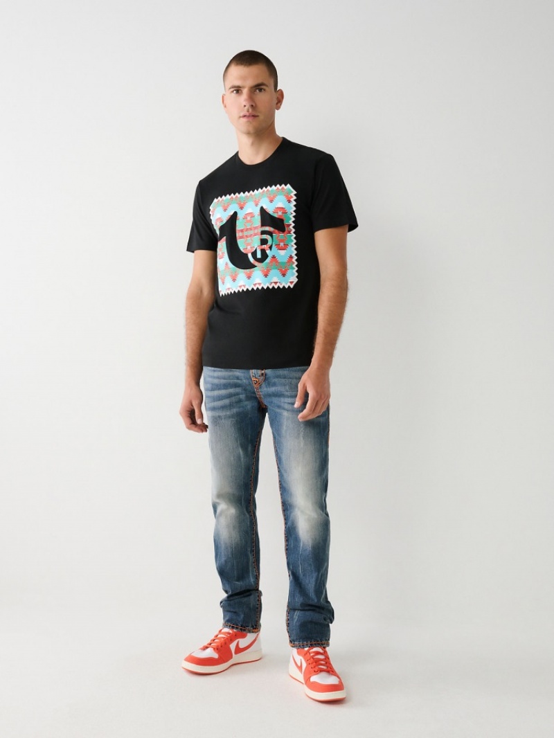 T Shirts True Religion Graphique Logo Homme Bleu | LOJ-63232235