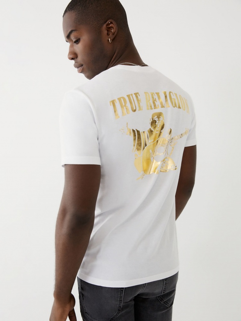 T Shirts True Religion Gold Buddha Logo Homme Bleu Marine | MPB-79118125