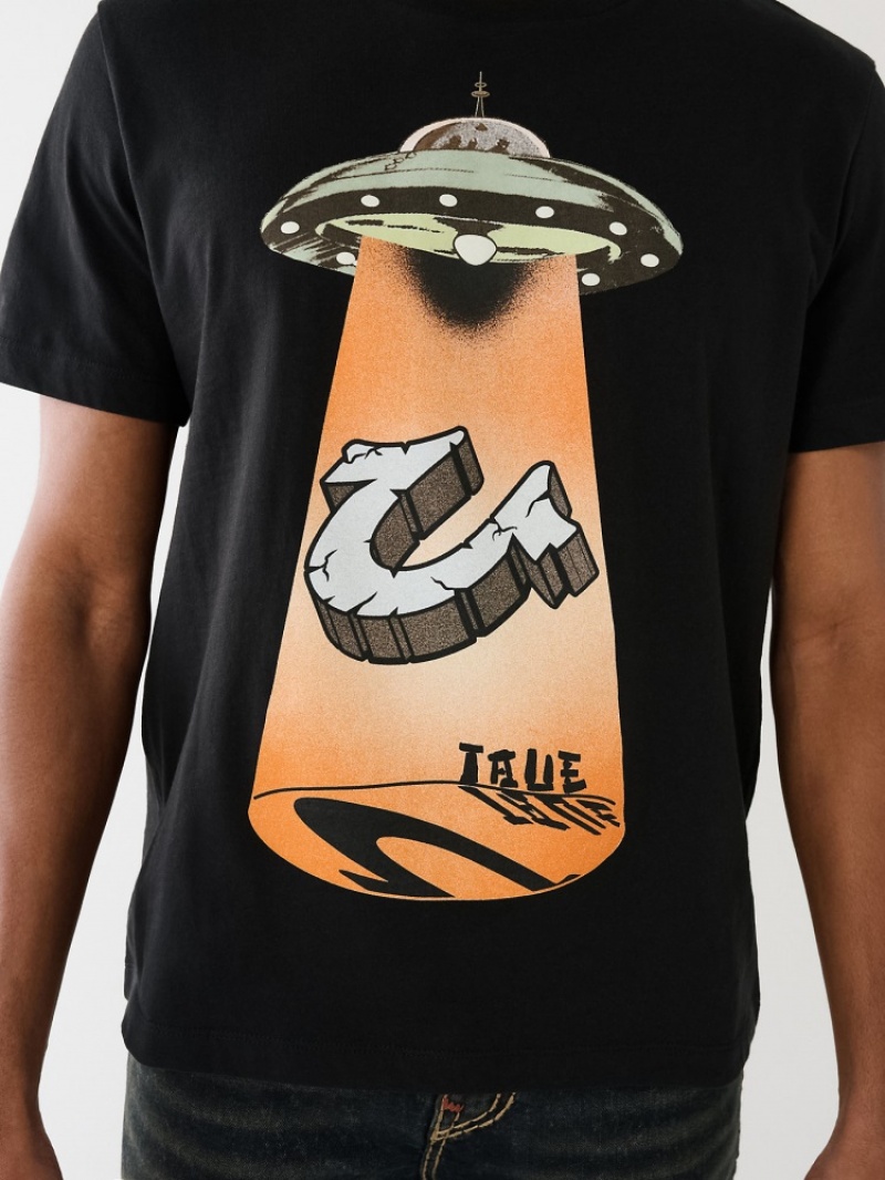 T Shirts True Religion Glow Ufo Hs Logo Homme Bleu Marine | JQT-18999870