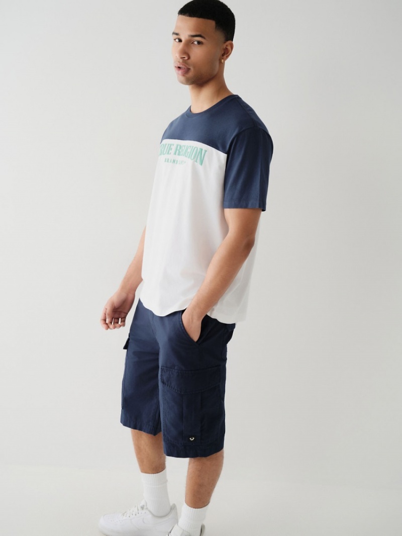 T Shirts True Religion Football Relaxed Homme Bleu | VTN-15805726