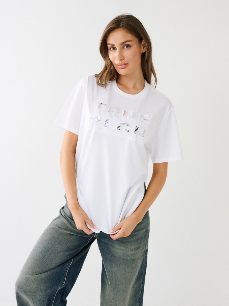 T Shirts True Religion True Rlgn Logo Boyfriend Femme Jaune | NBS-80651938