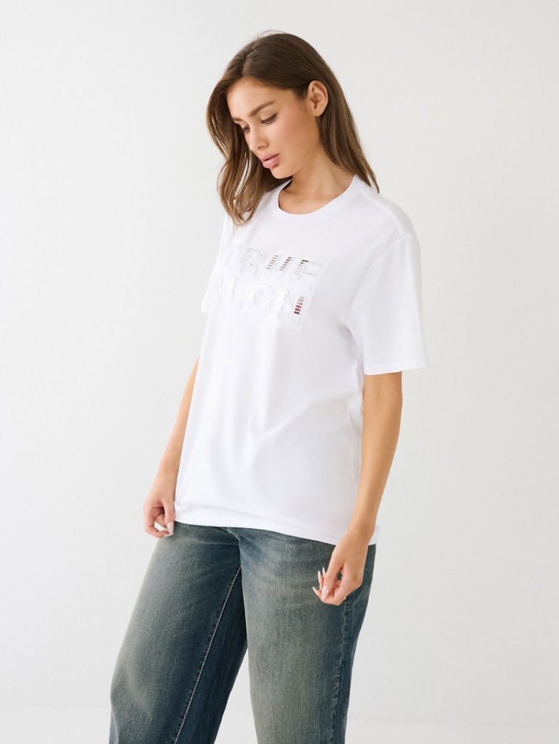 T Shirts True Religion True Rlgn Logo Boyfriend Femme Jaune | NBS-80651938