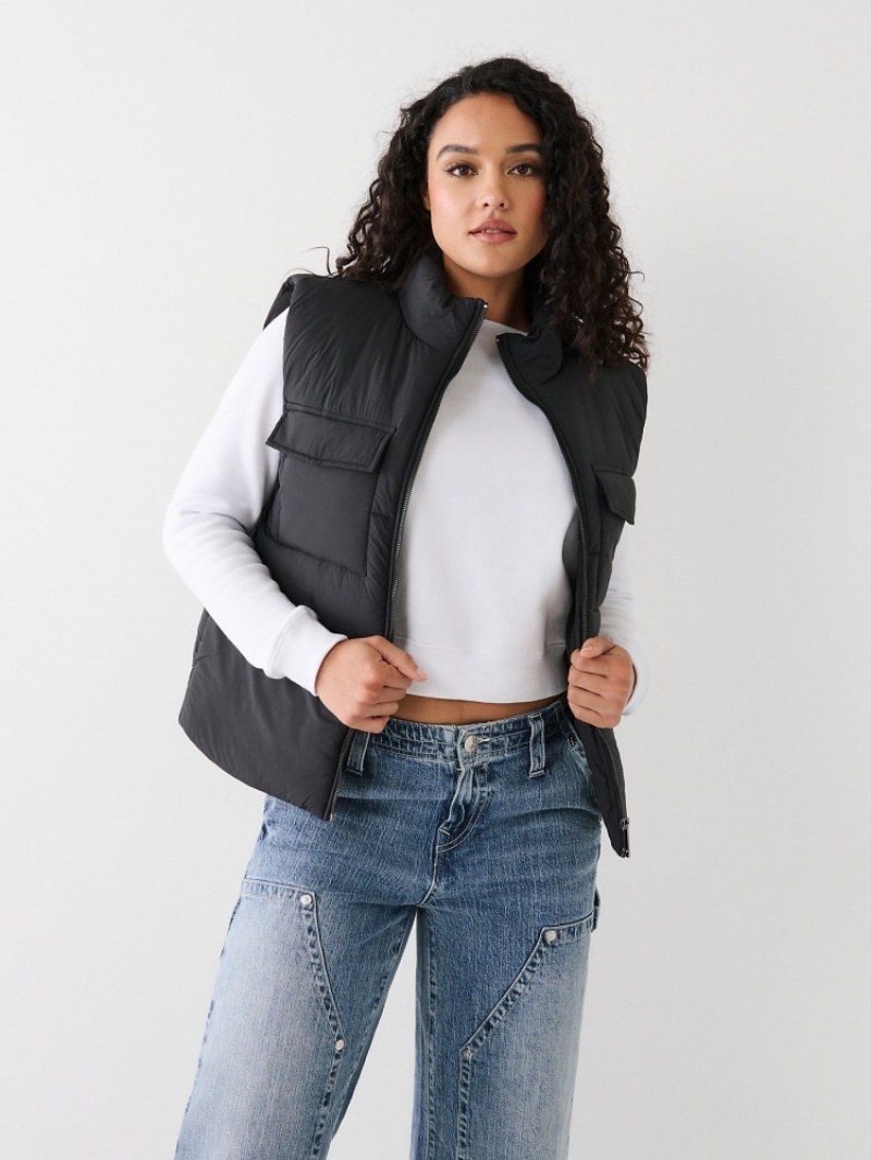 Gilet Puffer True Religion Relaxed Femme Bleu | HCF-22514897