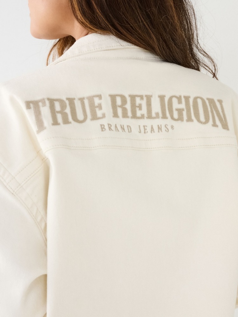 Veste Jimmy True Religion Playboy X True Religion Oversized Femme Blanche Bleu | UKJ-51549754