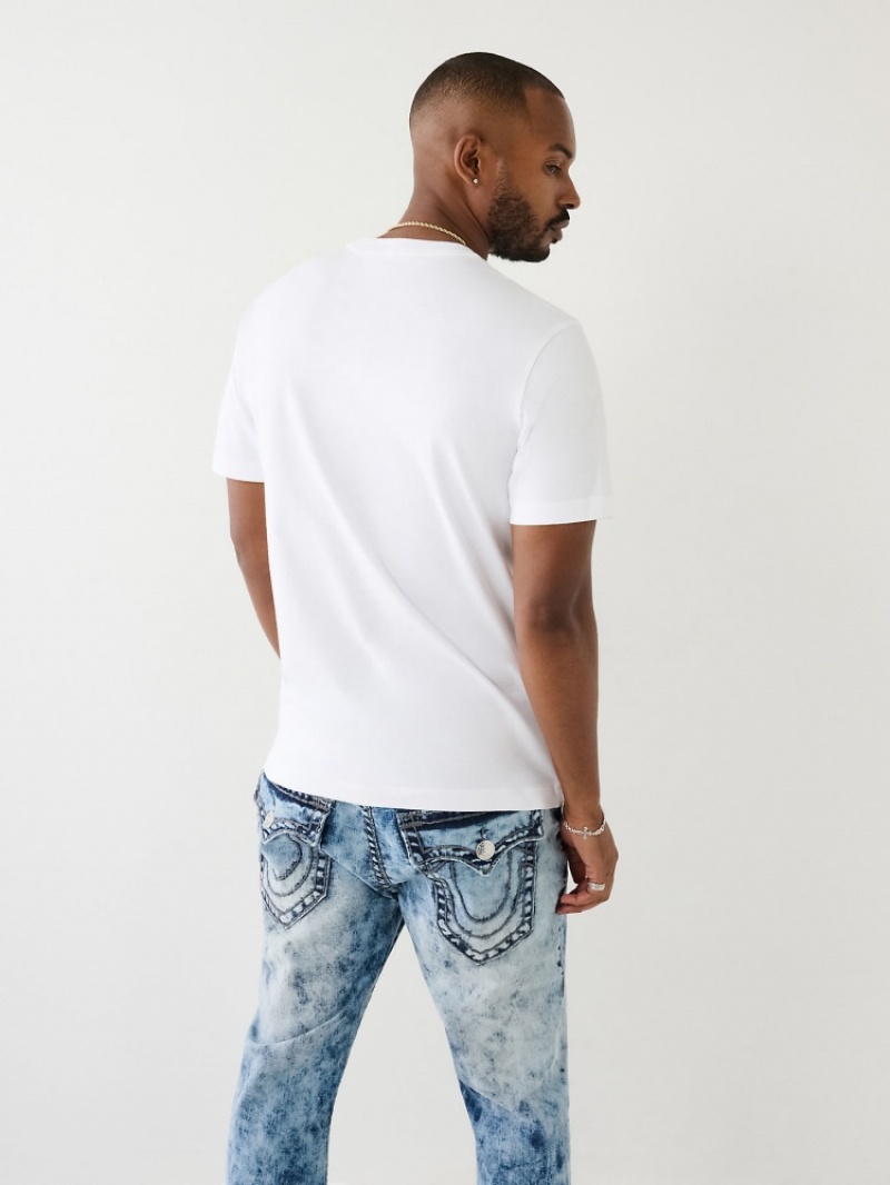 T Shirts True Religion Embossed Arch Logo Homme Bleu | WRM-36166648