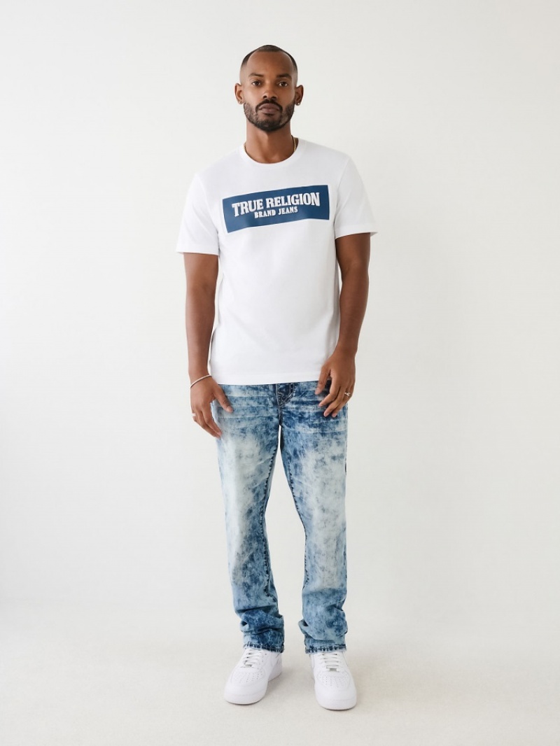 T Shirts True Religion Embossed Arch Logo Homme Bleu | WRM-36166648