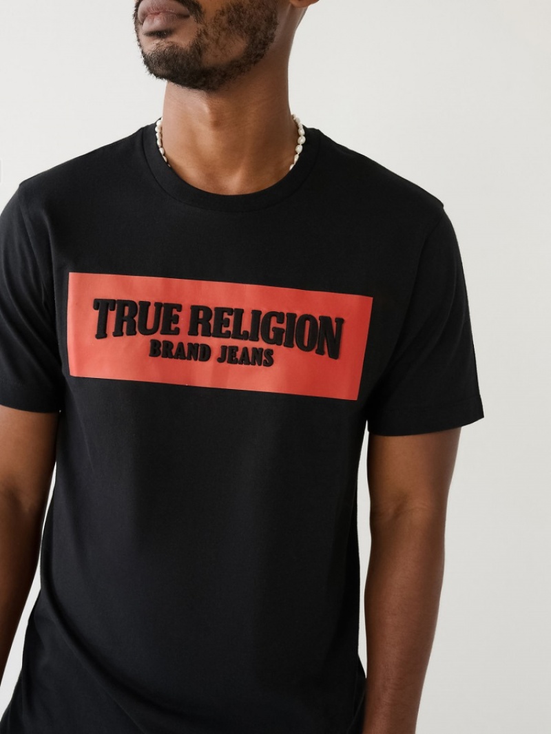 T Shirts True Religion Embossed Arch Logo Homme Bleu Marine | PVT-63373993