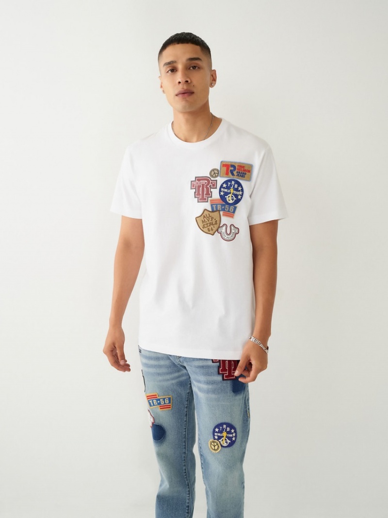 T Shirts True Religion Collegiate Patch Homme Bleu Marine | RLA-30692760