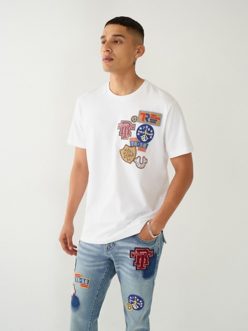 T Shirts True Religion Collegiate Patch Homme Bleu Marine | RLA-30692760