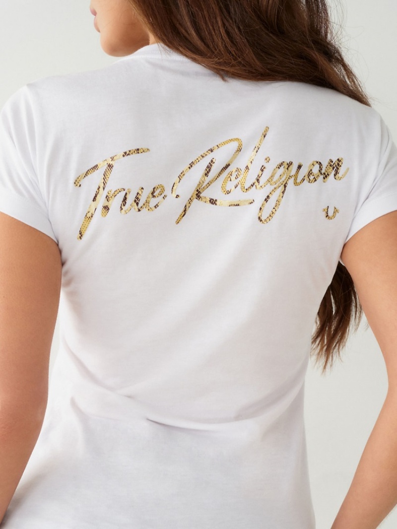 T Shirts True Religion True Logo V Femme Kaki | XLB-05369862