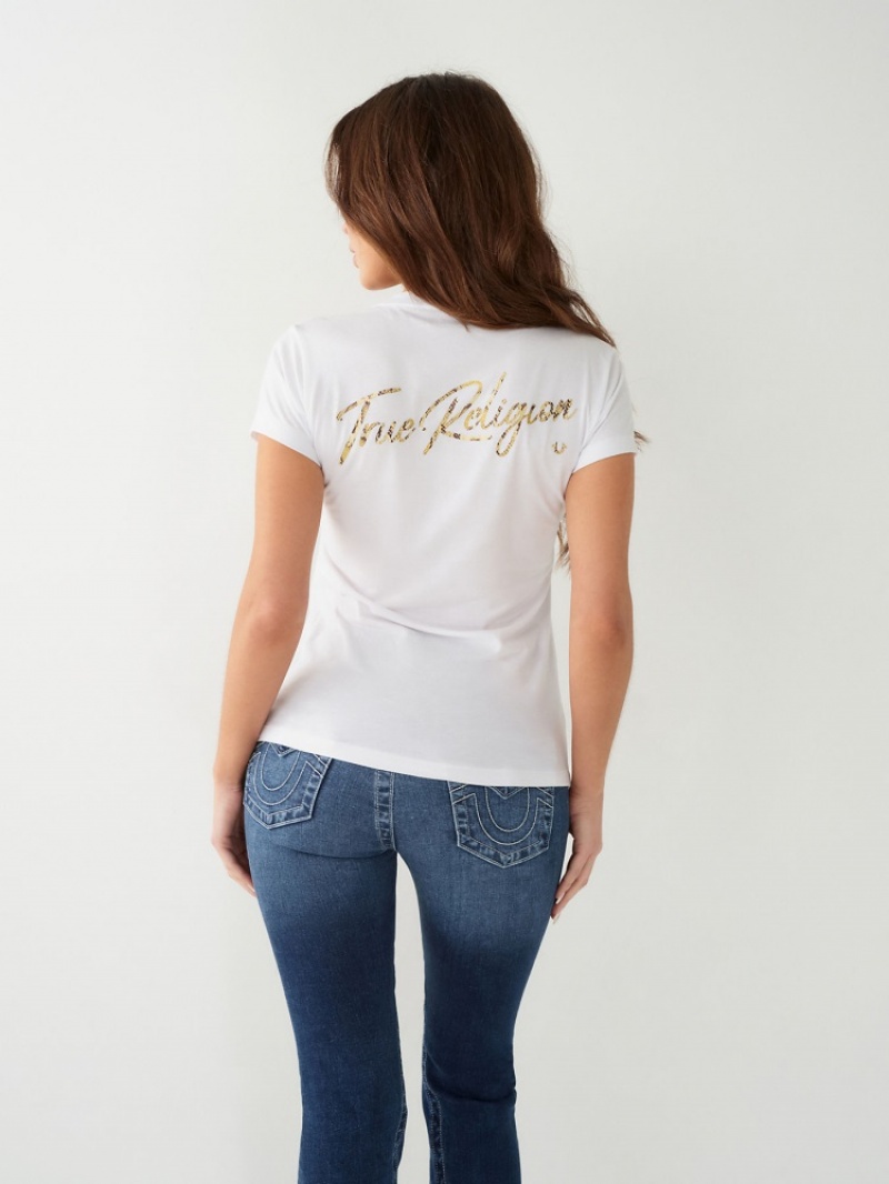 T Shirts True Religion True Logo V Femme Kaki | XLB-05369862