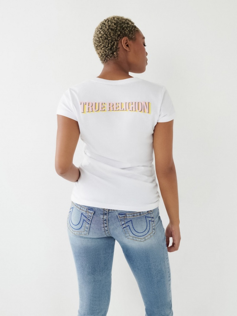 T Shirts True Religion True Logo V Femme Beige | BYG-47424578