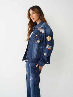 Veste Jimmy True Religion Jimmy Logo Patch Femme Noir | QJE-19411940