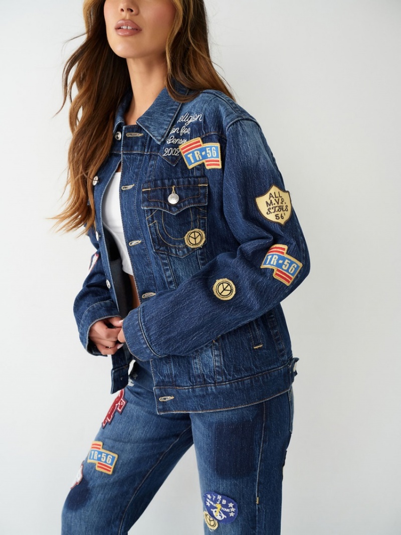 Veste Jimmy True Religion Jimmy Logo Patch Femme Noir | QJE-19411940