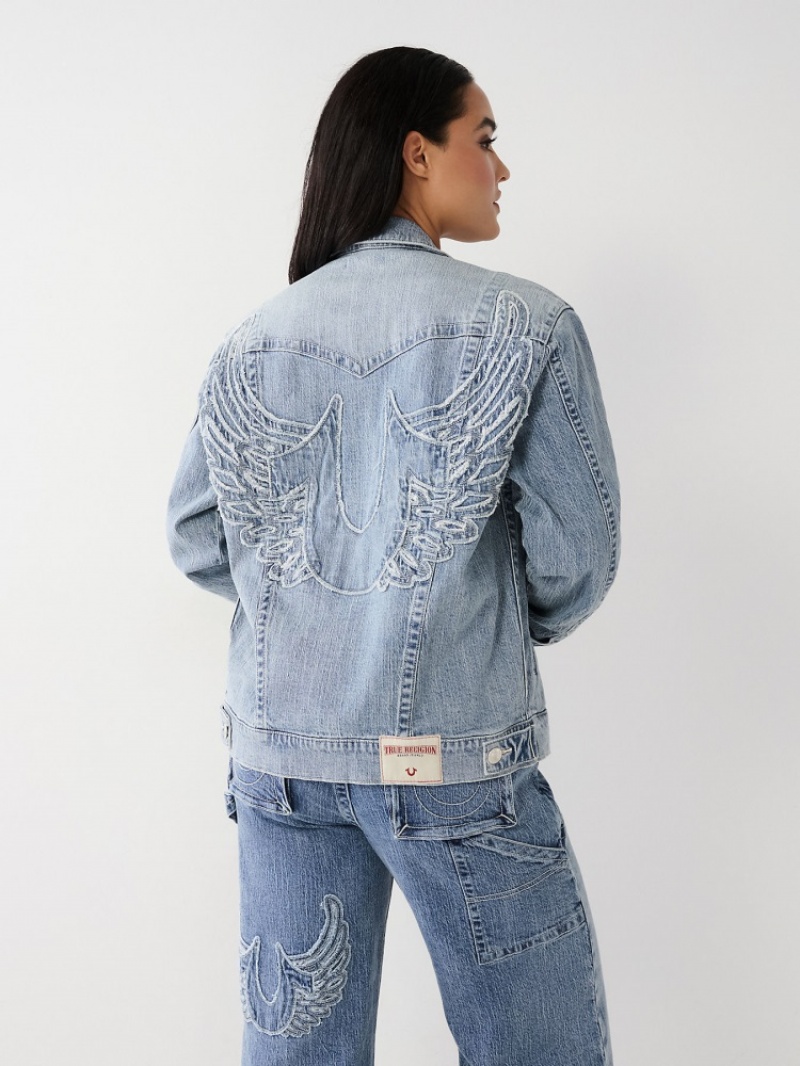 Veste Jimmy True Religion Jimmy Horseshoe Relaxed Femme Blanche Bleu Marine | YFW-45486652