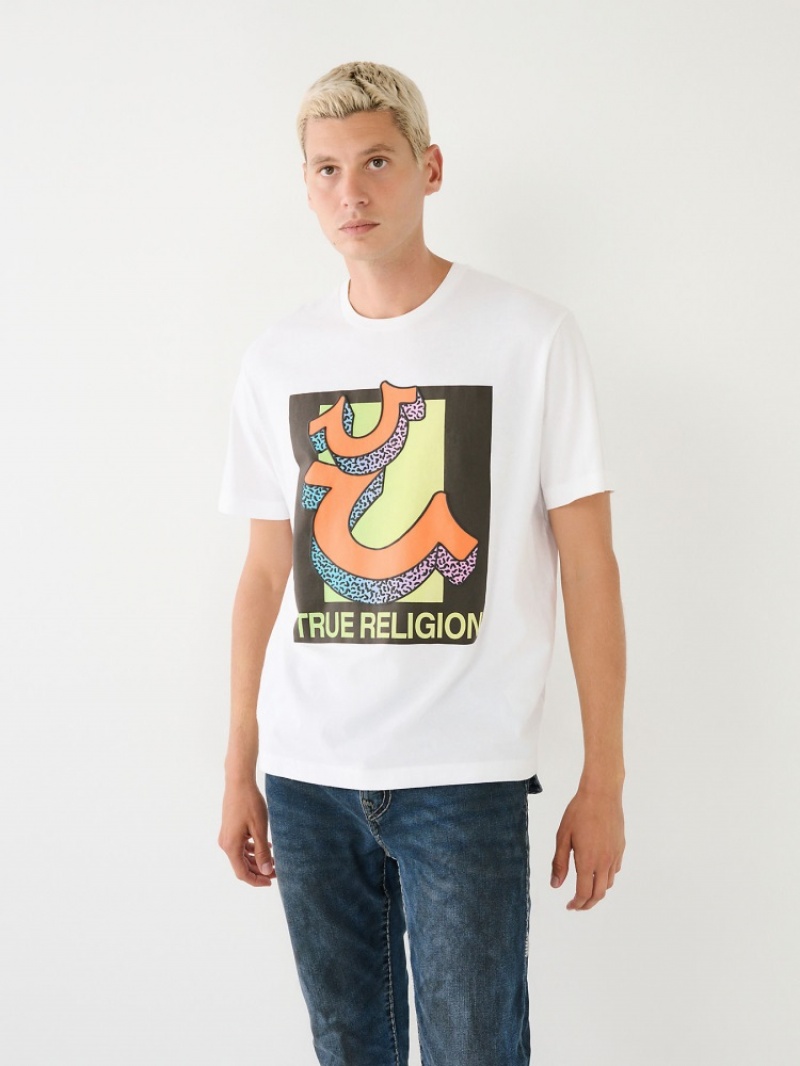 T Shirts True Religion Channel True Graphique Relaxed Homme Blanche Noir | LFS-48908902