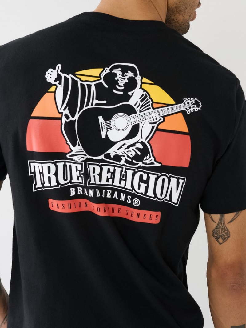 T Shirts True Religion Buddha Sunrise Logo Homme Kaki | OSF-54759423