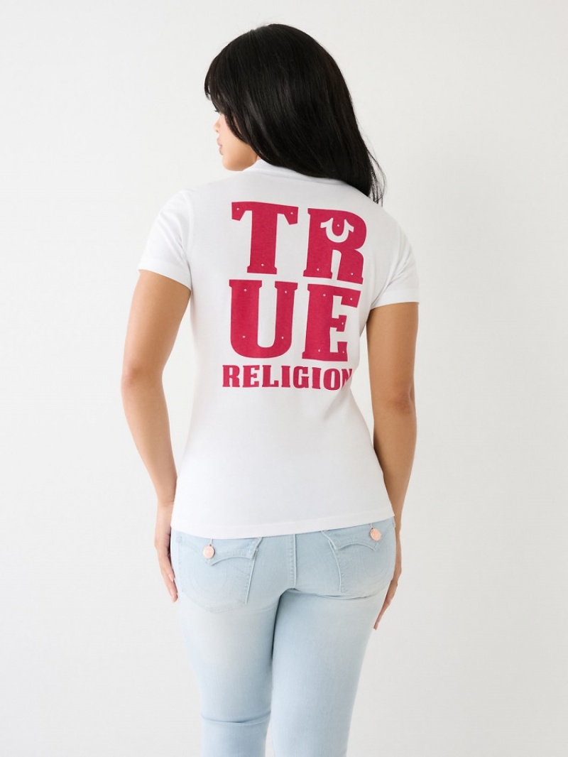 T Shirts True Religion True Logo Femme Bleu Marine | LNW-54719100