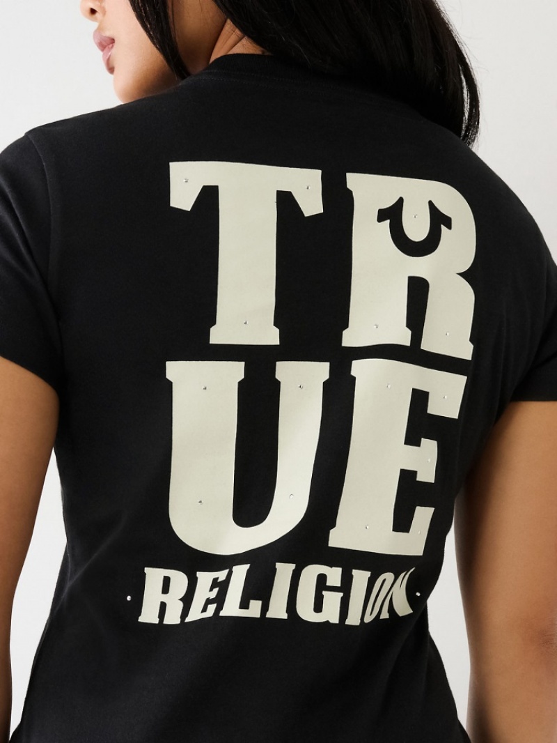 T Shirts True Religion True Logo Femme Bleu | KVK-49888200