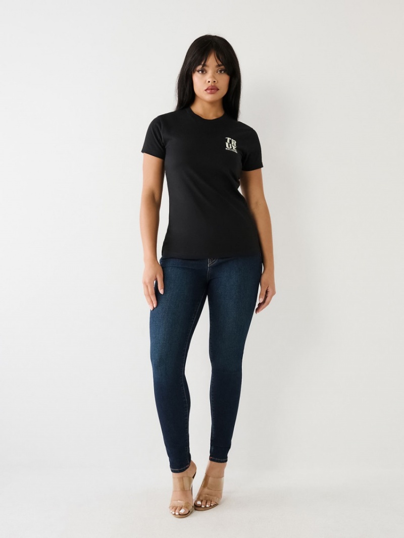 T Shirts True Religion True Logo Femme Bleu | KVK-49888200