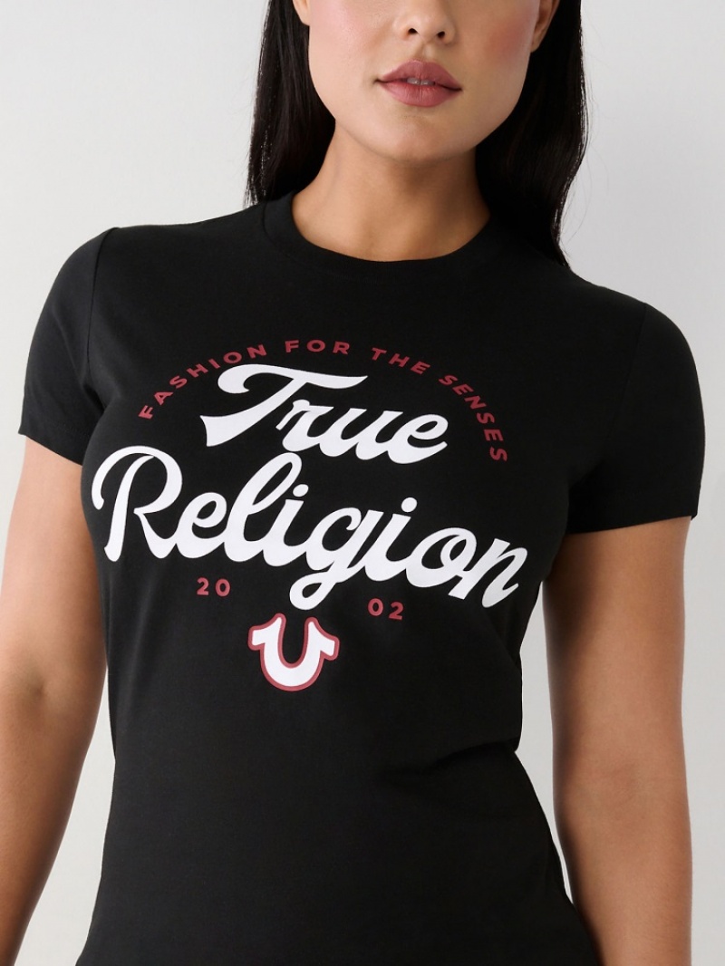 T Shirts True Religion True Logo Femme Bleu | OZU-85024364