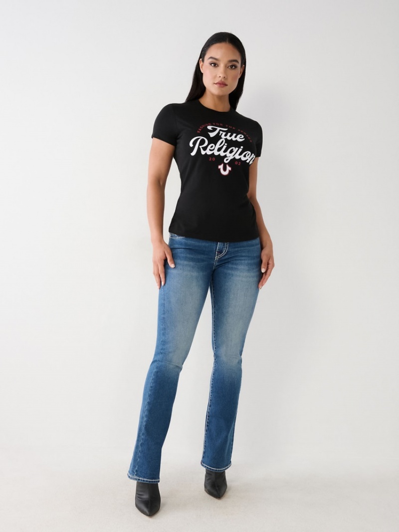 T Shirts True Religion True Logo Femme Bleu | OZU-85024364