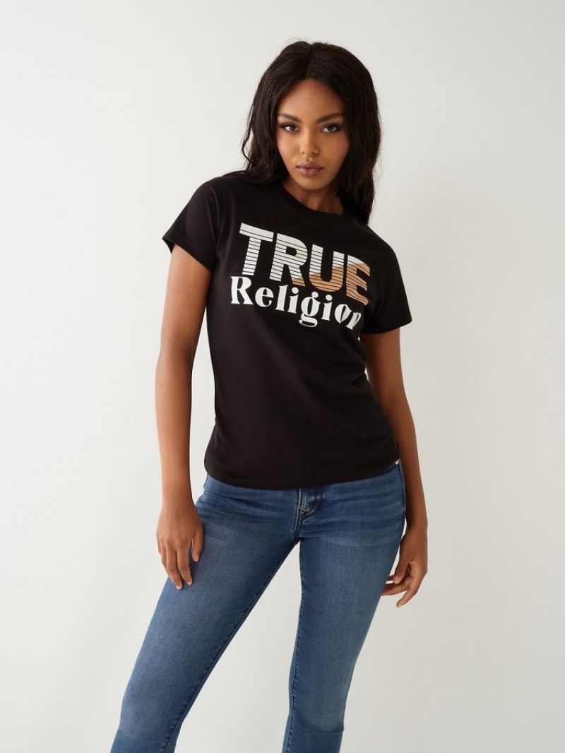 T Shirts True Religion True Logo Femme Bleu Marine | AWY-03880482