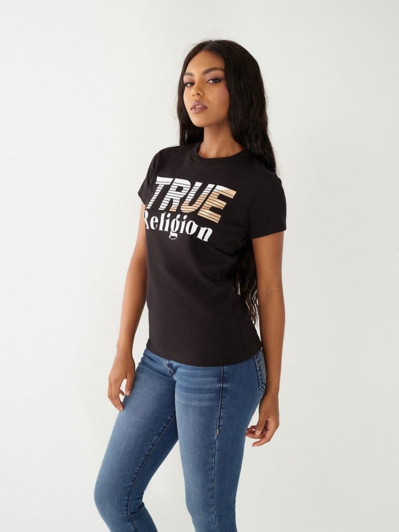 T Shirts True Religion True Logo Femme Bleu Marine | AWY-03880482