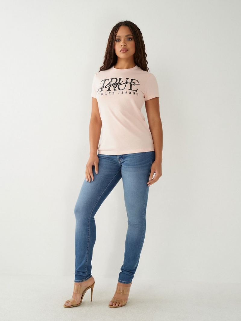 T Shirts True Religion True Logo Femme Bleu | WDC-30562926