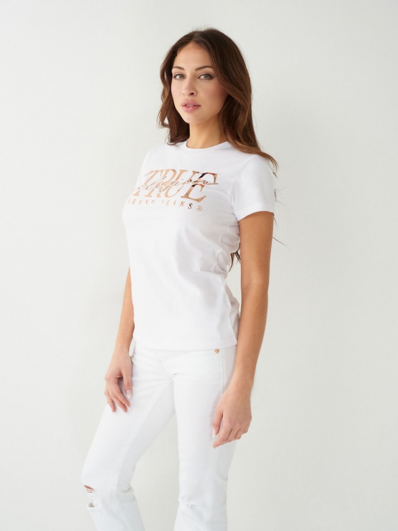 T Shirts True Religion True Logo Femme Noir | MSC-45188647