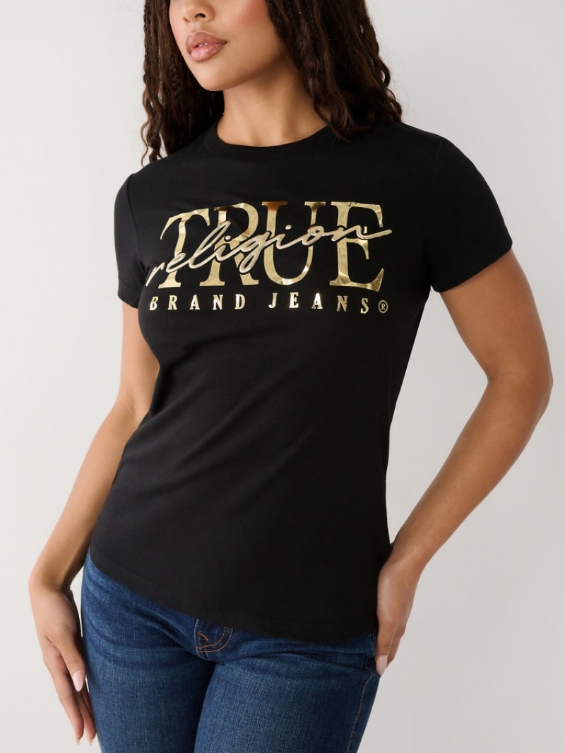 T Shirts True Religion True Logo Femme Blanche Bleu Marine | ZCV-66529352