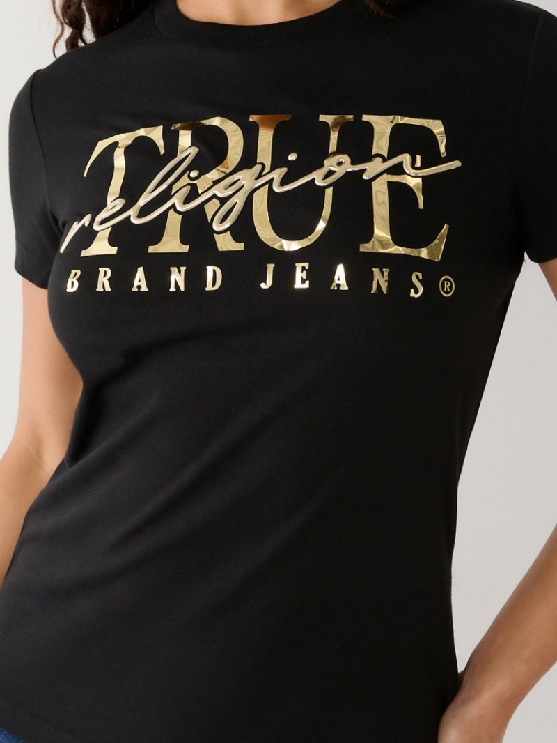 T Shirts True Religion True Logo Femme Blanche Bleu Marine | ZCV-66529352