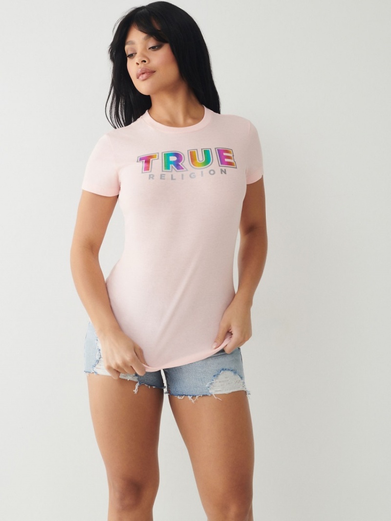 T Shirts True Religion True Logo Femme Vert Olive | CQZ-01834434