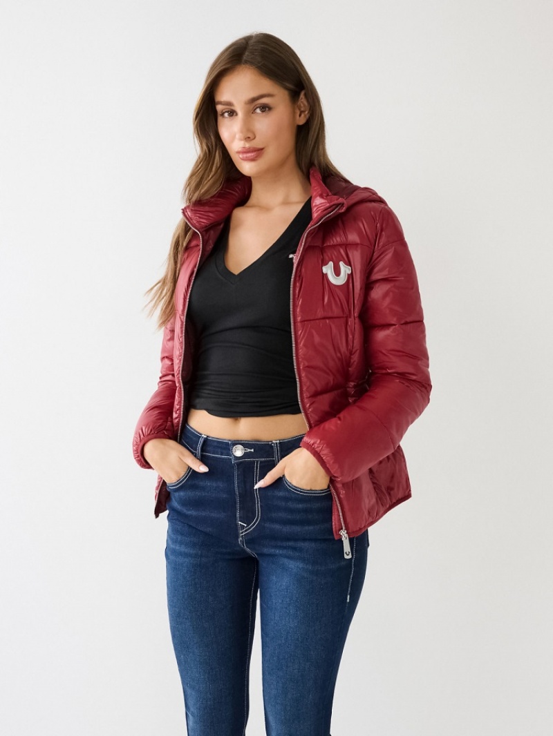 Veste Puffer True Religion Horseshoe Logo Encapuchonné Femme Jaune | FZS-44112469