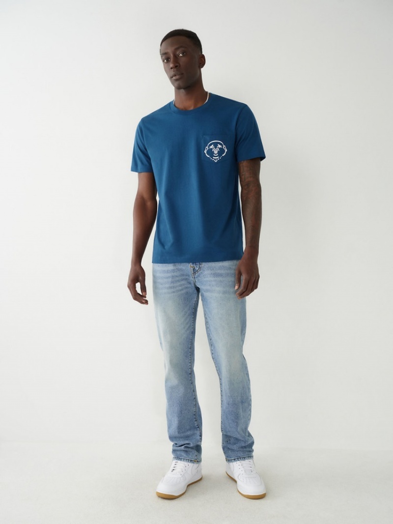 T Shirts True Religion Buddha Pocket Homme Bleu Marine | QLY-76788876