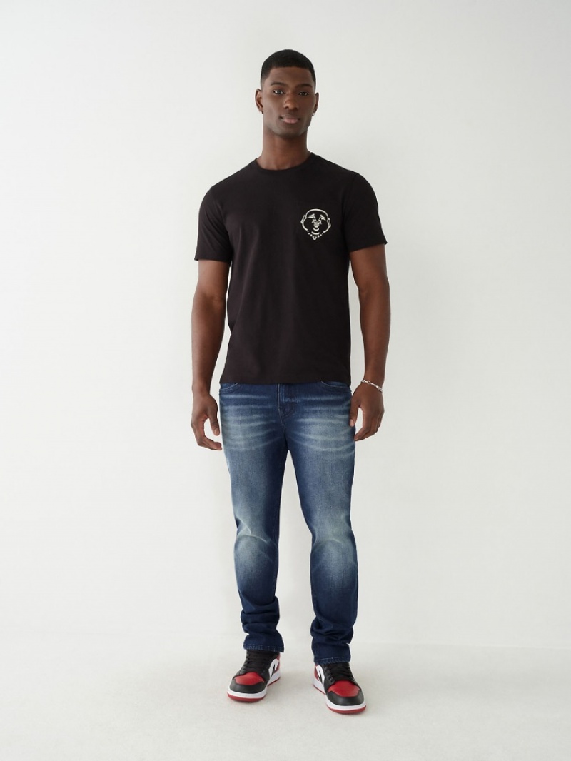 T Shirts True Religion Buddha Pocket Homme Bleu | GMW-43834581