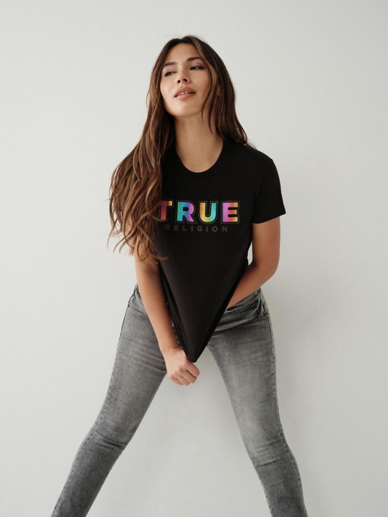 T Shirts True Religion True Logo Femme Beige | JFI-14801606