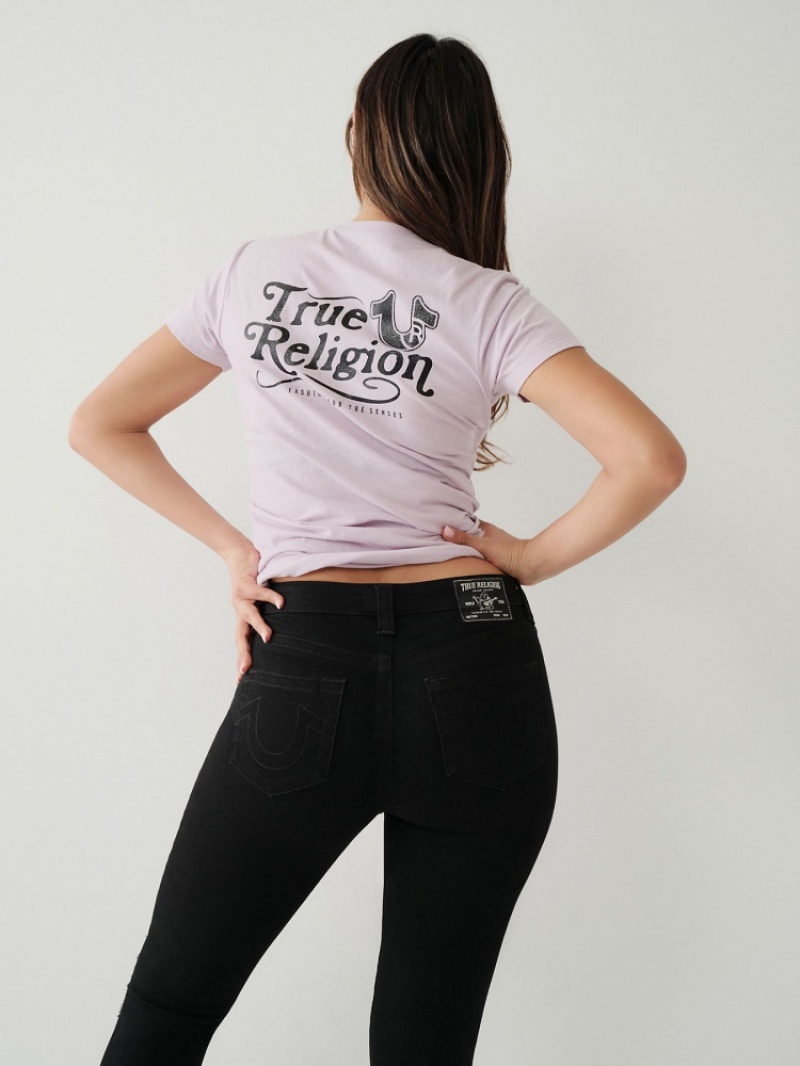 T Shirts True Religion True Logo Femme Blanche Noir | WCN-91516457