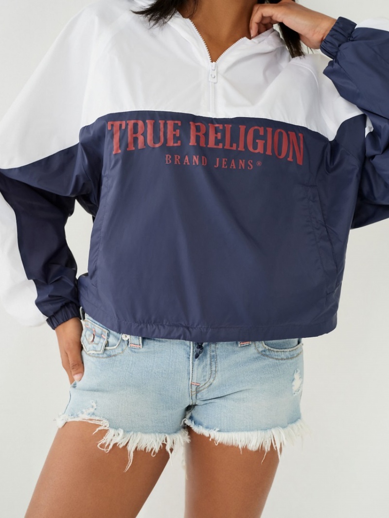 Coupe-vent True Religion Half Zip Logo Femme Noir Jaune | XMU-38956516