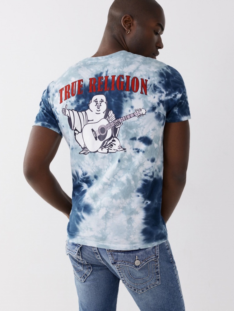 T Shirts True Religion Buddha Logo Homme Blanche Bleu Marine | TGD-99052341