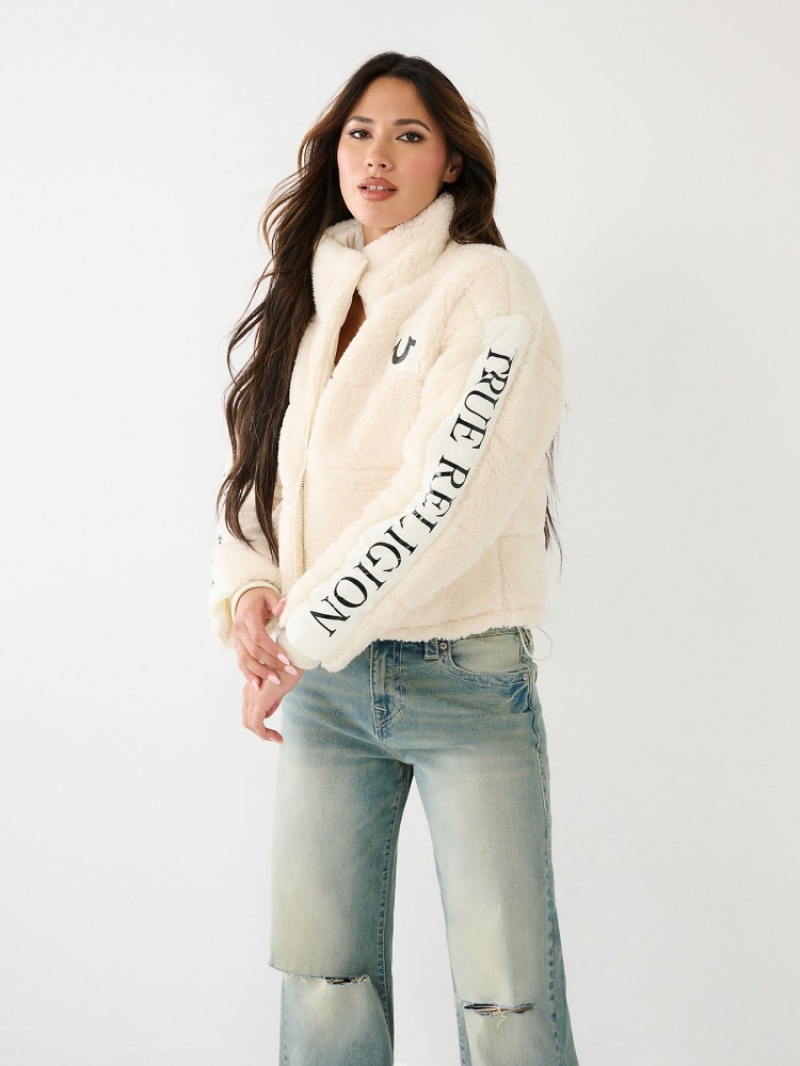 Veste Puffer True Religion Faux Shearling Femme Bleu | SEE-04766545