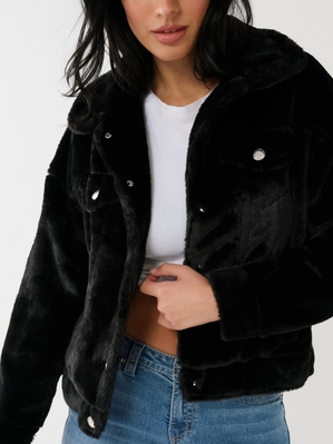 Veste Camionneur True Religion Faux Fur Femme Bleu Marine | EZC-25860860