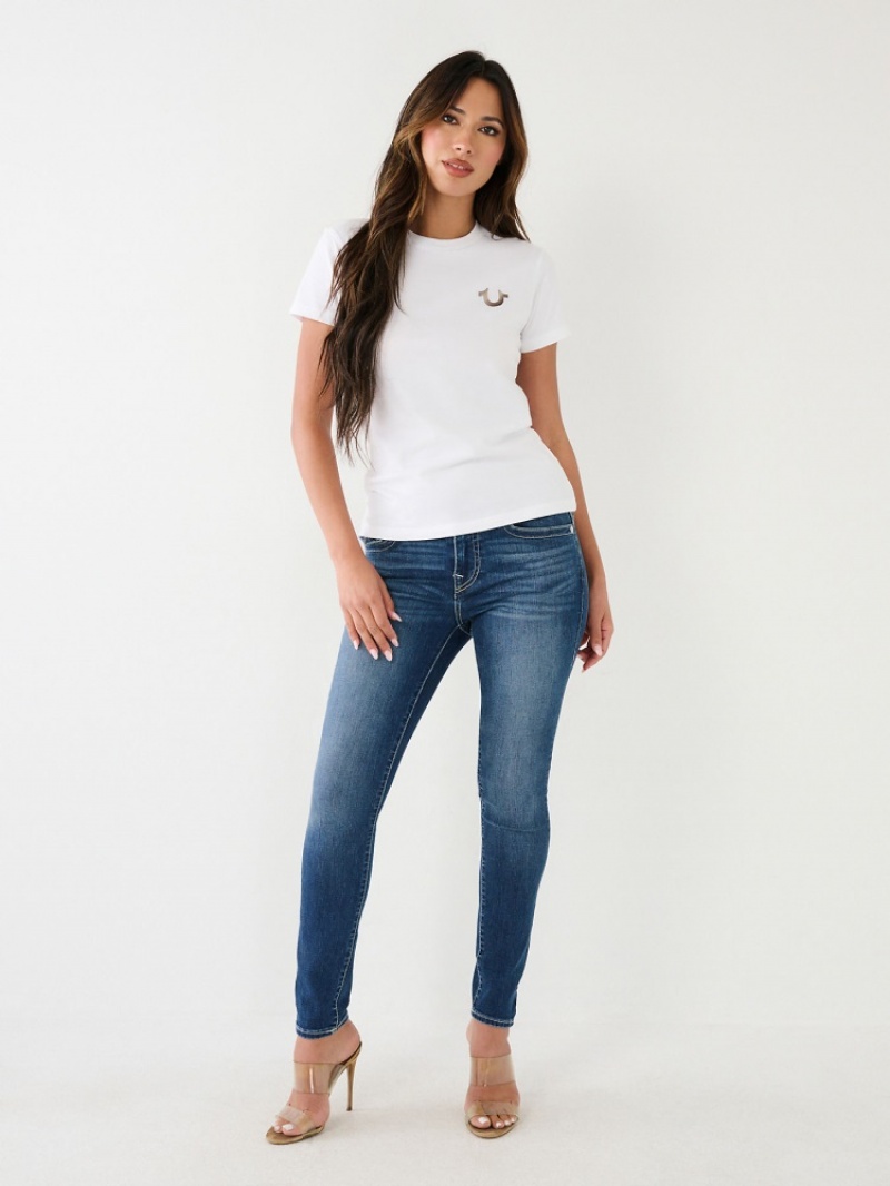 T Shirts True Religion Studded Logo Femme Bleu Marine | GHG-34872519